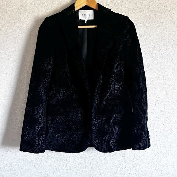 Frame Velvet Python Classic Blazer Black/Noir - Picture 3 of 16